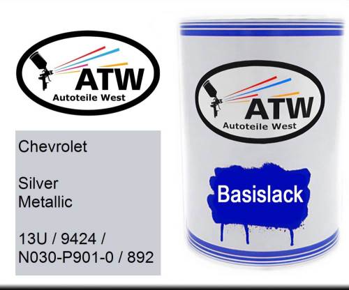 Chevrolet, Silver Metallic, 13U / 9424 / N030-P901-0 / 892: 500ml Lackdose, von ATW Autoteile West.